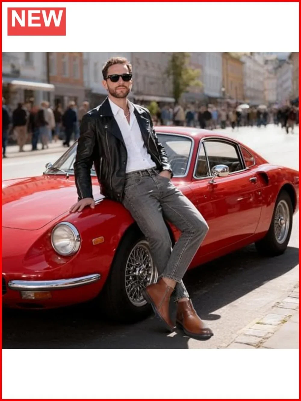 Men's Faux Leather Motorcycle Style Ankle Boots with Side Zipper